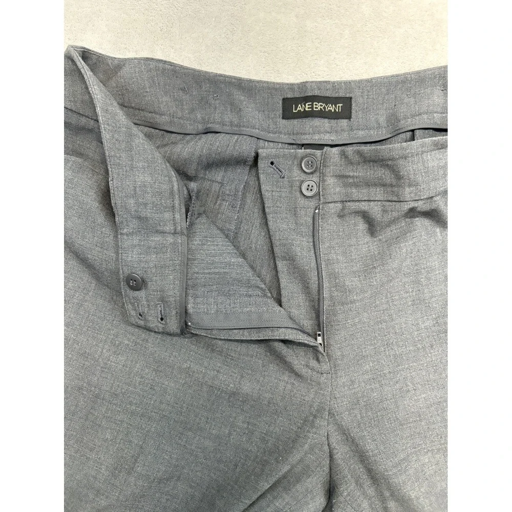 Lane Bryant Dress Pants 18 Tall Grey Straight Leg Cuffed Professional Trousers